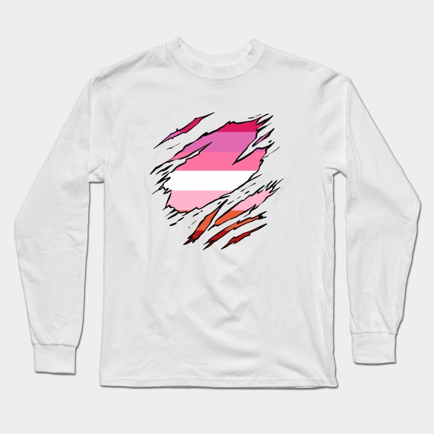 LGBTQI+ Superhero Lesbian flag Long Sleeve T-Shirt by la'lunadraw